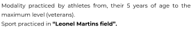 Modality practiced by athletes from, their 5 years of age to the maximum level (veterans). Sport practiced in “Leonel Martins field”.